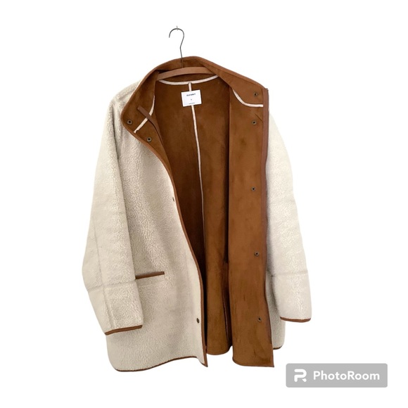 OLD NAVY Sherpa Coat Jacket Ivory Cream **RARE** XL - Picture 5 of 9
